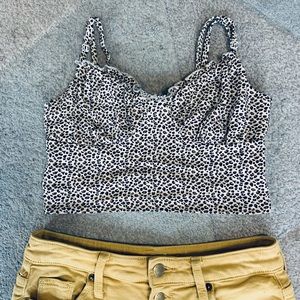 LA Hearts Leopard Print Spaghetti Strap Crop Top